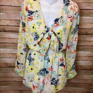Floral Long Sleeve Yellow Romper